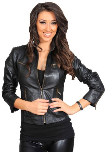 A1 FASHION GOODS Motorcycle Jacket For Women Real Leather Ladies Biker Zip Up Jenny Black (12)