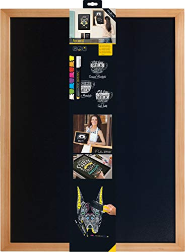 Securit Woody Black Wall Chart Teak Frame, 60 x 80 cm
