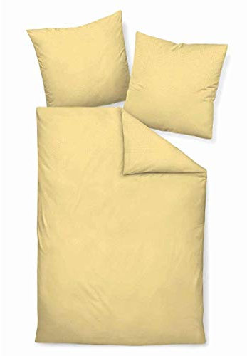 Janine Bettwäsche Piano 0125, Gr. 135x200 cm, Fb. 23 gelb, Mako-Soft-Seersucker