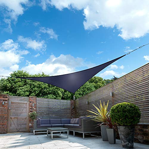 Kookaburra Waterproof Garden Sun Shade Sail Canopy in Blue 98% UV Block (3.6m Triangle)