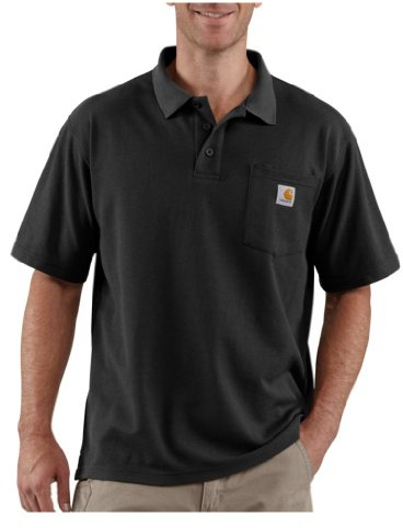 Carhartt, Herren, Weites, mittelschweres, kurzärmliges Polohemd mit Tasche, Schwarz, M