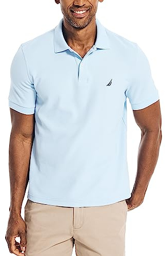 Nautica Men's Short Sleeve Solid Deck Polo Shirt, Noon Blue, X-Large