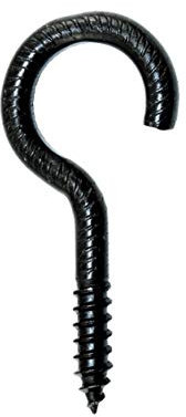 SN-TEC Schraubhaken/Deckenhaken gebogen 60mm schwarz Rustikal gehämmert (10 Stück)