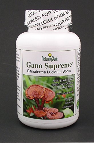 NaturalyPure Gano-Supreme - Certified Organic Ganoderma Lucidum (Reishi) Spore, 90 Vegan Caps, Made in The USA