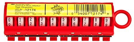 3M ScotchCode STD-0-9 Drahtmarkierungsbandabroller mit Klebeband, inklusive je 1 Rolle von 0-9 nummerierten Rollen