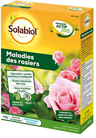 SOLABIOL Maladies Des Rosiers - 400g - 50L De Solution - Fongicide - Micro Granulés - Double Action Préventive & Curative - Utilisable En Agriculture Biologique SOTHIO400