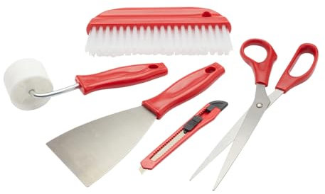 Fit For The Job Wallpaper Kit, 5 pc Paperhanging Kit with Wallpaper Stripper Remover, Scissors, Brush, Scalpel Craft Knife, Seam Roller, Essential Decorating Tools Wallpapering