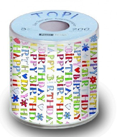 Paper + Design - TOPI - Toilettenpapier - bedruckt - Happy Birthday / Herzlichen Glückwunsch / Geburtstag