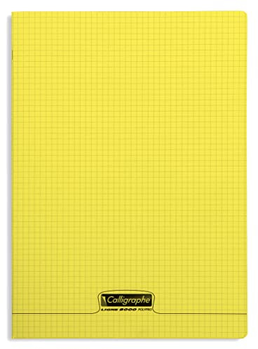 Calligraphe 18384C Un Cahier Agrafé Jaune (une Marque de Clairefontaine) - 24x32 cm - 96 Pages Petits Carreaux - Papier Blanc 90 g - Couverture Polypro Transparent