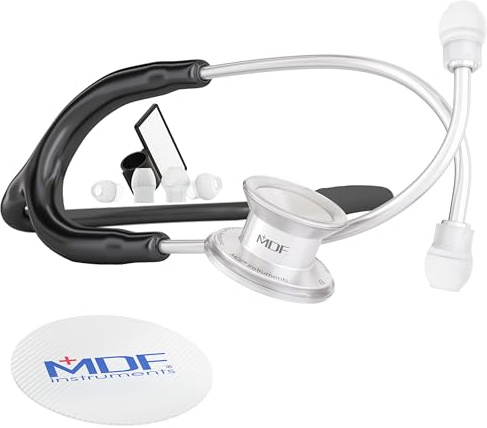 MDF Instruments, MD One Stetoscopio pediatrico in acciaio inox premium della a due testine - Nero (MDF777C-11)