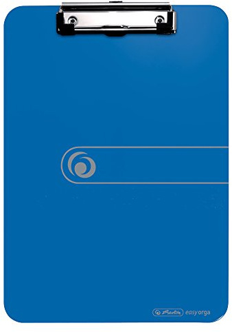 Herlitz 11226396 Klemmbrett, A4, opak mit Klemm-Mechanik, blau