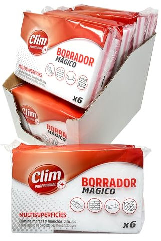 Clim Profesional. 60 Esponjas Mágicas Borra Manchas | Borrador para Limpiar Suciedad y Manchas en Paredes, Zapatillas, Muebles, etc | Limpieza Fácil con Melamina sólo Humedecer con Agua