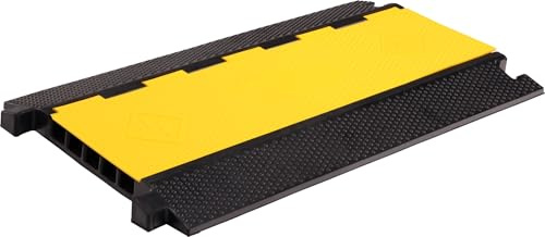 Pronomic Protector 5-90L Kabelbrücke 5-Kanal mit Steckverbindung 90 x 49 x 4,5 cm - Kabelkanal aus Kunststoff für Versanstaltungen - Kabel Überfahrschutz für Boden - Schwarz/Gelb