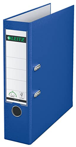 Leitz Qualitäts-Ordner 180° Plastik, das Original, DIN A4 Aktenordner 8 cm breit, 90% Recycling-Karton, 30% Pre-Consumer Recycling-Kunststoff, Mit 180° Mechanik, 600 Blatt Kapazität, Blau, 10105068