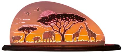 weigla - Schwibbogen original Erzgebirge I Motiv Safari I Dekoleuchte I LED-Lichterbogen I Größe 47 x 20 x 8,2 cm I Inklusive Beleuchtung I Deko innen I aus Holz & Acryl