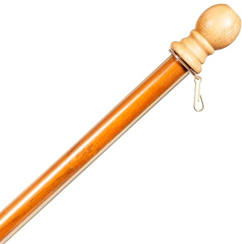 Evergreen Flag 56 Solid Wood Flag Pole with Holder and Anti-Wrap Tube for 3'x5' Estate Flag with Pole Sleeve, Outdoor Weatherproof Use for Residential or Commercial