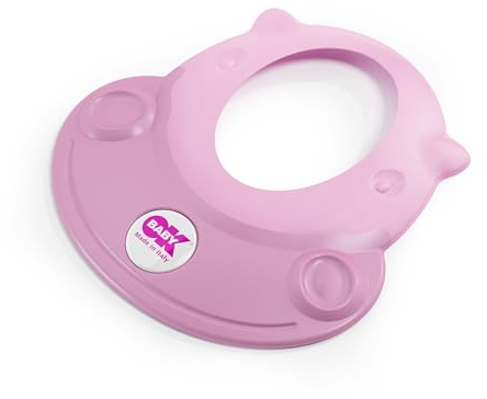 OKBABY Hippo Badvisir - Bekvämt vatten skydd - BAP-fritt material - Skyddar ögon och öron från vatten - Passar huvudstorlek från 8-36 cm - Skydande mjuk badvisir för bad och dusch, Rosa