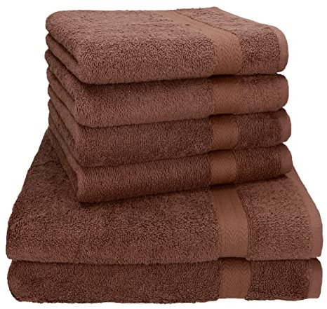 Betz Premium Handtuch-Set - 6 teiliges Handtücher-Set - 2X Duschtücher - 4X Handtücher - 50x100 cm - nuss