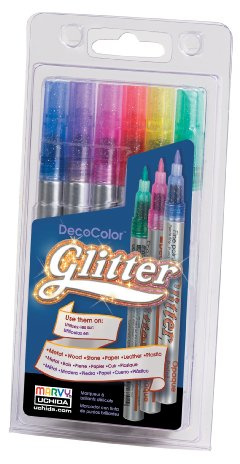 Uchida 160-6A 6 Piece Glitter Decolor Paint Marker Set