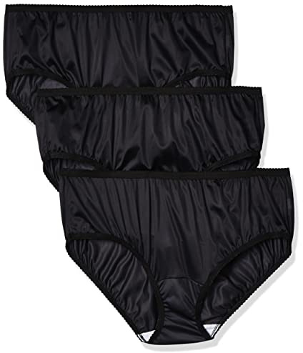 Shadowline Women's Panties - Nylon Hipster (3 Pack), Black, 6