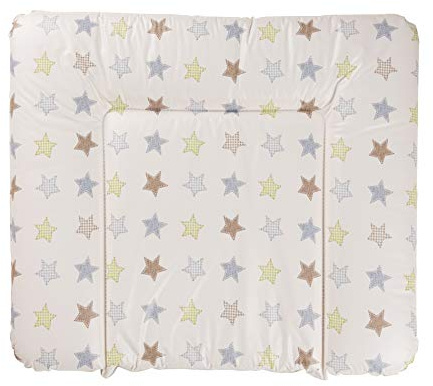 Geuther Wickelauflage Lena 85 x 75 cm, abwaschbar | Wickelunterlage extra breit | Erhöhter Rand mit Kopfschutz | Wickelmulde für Babys | Wickeltischauflage für Wickeltische mit Rand | Stern