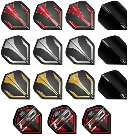 Red Dragon Hardcore Selection Pack, extra dicke Standard-Dartpfeil-Flights, ., sortiert