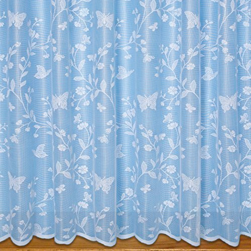 John Aird Butterfly Net Curtain White - Width Sold By The Metre - Drop: 40 (102cm)