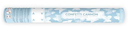 PartyDeco Cannone Sparacoriandoli Spara coriandoli da 40 cm Desig Farfalle Bianche
