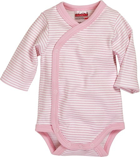 Schnizler Baby flickor Wickelbody Ringel Bodysuit, Rosa (vit/ljusrosa), 0 Månader
