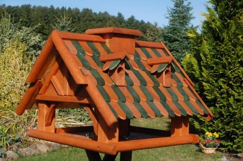 Deko-Shop-Hannusch massives Futterhaus/Vogelhaus, +++imprägniert, Vogelfutterhaus mit Futtersilo, Silo