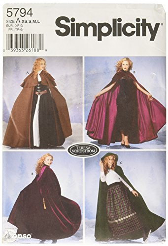 Simplicity 5794Damkostymer, papper, vit, A (XS, S, M, L)