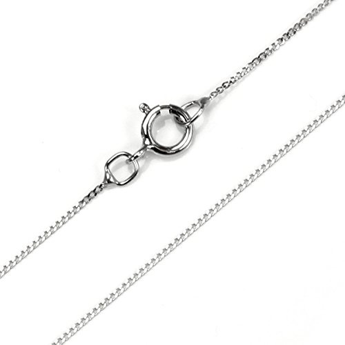 jewellerybox Catena a maglia gourmette in oro bianco 9 carati, 41, 46 o 51 cm, Diamante