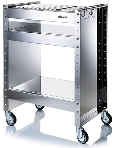 DON HIERRO - Holzkohlegrill mit Rädern, Struktur und Grillrost aus Edelstahl, 59 x 40,50 x 82 cm. Clover-