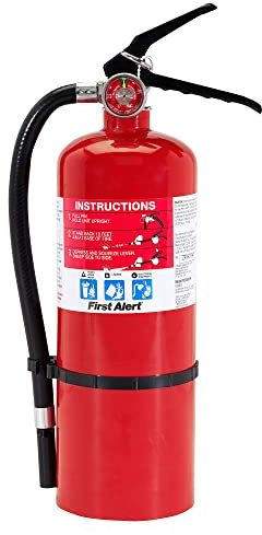 FIRST ALERT PRO5 Rechargeable Heavy Duty Fire Extinguisher, UL RATED 3-A:40-B:C, Red, 1-Pack