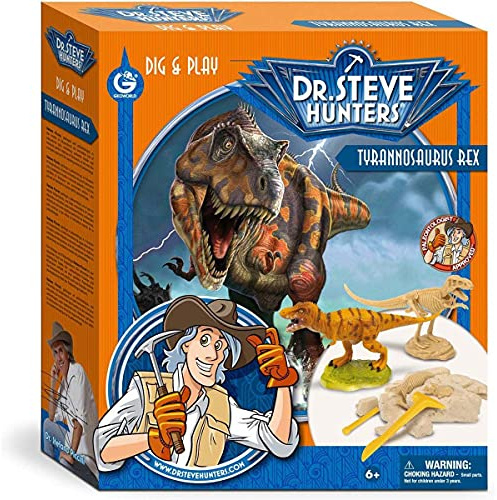 HQ Windspiration Geoworld 625324 Dr Steve Hunters Dig, Play Excavation Set, Age 6+, T-Rex Skeleton 19.0 cm Toy Figure, Model Sizes: 12.0 cm