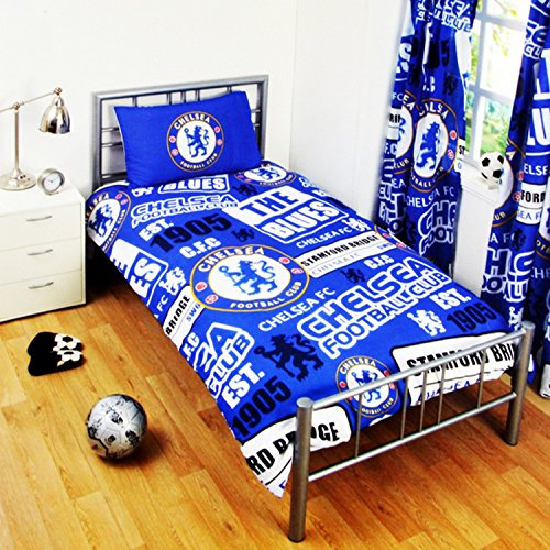 Chelsea FC Official Football Patch Kids Duvet Set, Cotton, Blue, Bed 90