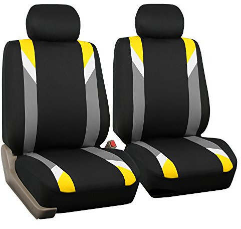 FH GROUP Front Cloth Seat Cover for Low Back Car Seats With Removable Headrest - Universal Fit, Airbag Compatible for SUV, Sedan, Van, Yellow