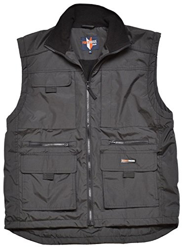 Mens Multi Pocketed Bodywarmer Waistcoat Fleece Lined For Warmth LINCOLN Vest Fortress Internal Wallet Pocket Two Lower Patch Pockets Chest Pockets Full Zip Warm Work Designed by Tuff Stuff Suitable For Many Uses Outerwear Walking Countrywear Black 3XL (56-58'' Chest)