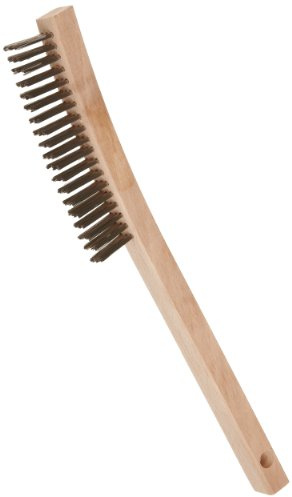 Weiler 44054 Hand Wire Scratch Brush, .012 Stainless Steel Fill, Curved Handle, 3 X 19 Rows