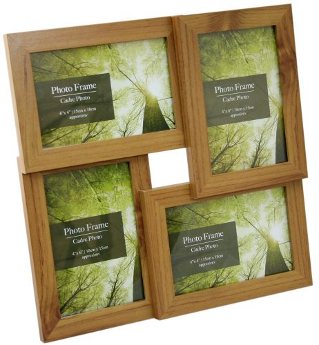Standing & Wall Mounted 4 Picture Photo Frame 4 x 6 Wooden Effect Multi Quad Layered