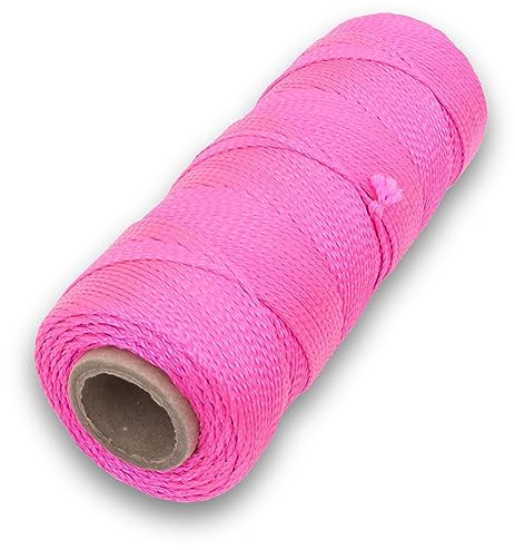 Masonry Mason's Line Braided Nylon 500' Pink Sz 186 Core | Unaffected by Moisture, Fluorescent Pink, Braided Construction, Straight Masonry Line Layout, ML340