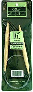 Clover Circular Knitting Needles, Bamboo, Fruit Pink, US 15 (10mm), 24 Inches