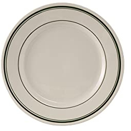 Tuxton China TGB-031 Plate, 6-1/4 Diameter, Round, Wide Rim, Rolled Edge, Microwave and Dishwasher Safe, Oven Proof, Fully Vitrified, Ceramic, Green Bay, Pack of 36