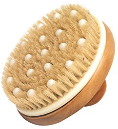 Spazzola di massaggio con tondo centrale manico in legno
