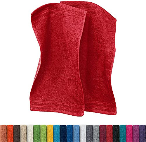Erwin Müller Gästetuch Heidelberg 2er- Pack 100% Baumwolle rot Größe 30x50 cm - leichte Qualität, saugstark, schnelltrocknend, kompakt - ideal für Sport, Strand, Reisen
