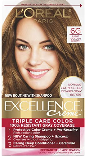 L'Oreal Paris Excellence Creme, 6G Light Golden Brown, (Packaging May Vary)