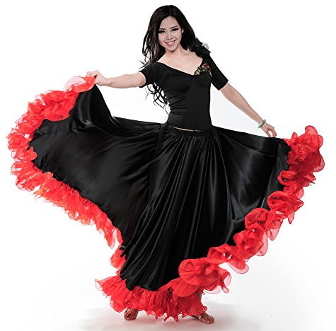 ROYAL SMEELA Flamenco Rock Bauchtanz Rock Damen ATS 25 Yard 720 Grad Flamenco Röcke Rock Kleid Bauchtanz Kostüm Halloween Tribal Langer Rock