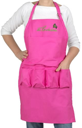 La Cordeline Tablier DE Jardin Long Fuchsia H75 X L47CM 5 Poches, 2x47x75 cm