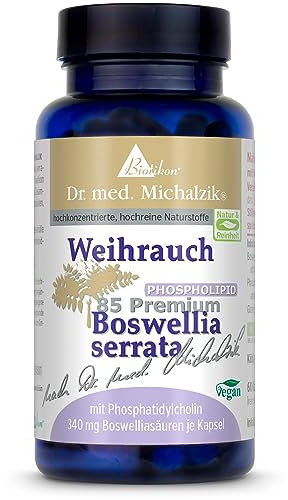 Weihrauch 85 Phospholipid Dr. med. Michalzik - 85% Boswelliasäuren-Anteil - 400mg Weihrauch-Extrakt + 340mg Boswellia-Säure je Tagesempfehlung - ohne Zusatzstoffe - BIOTIKON®