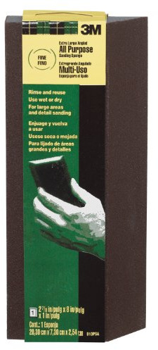 3M Sanding Sponge Block, Single Angle, Fine Grits, Extra Large, 2-7/8 in x 8 in, Designed For Sanding Wood, Paint, Metal, Plastic or Drywall, Features 3M Abrasive, Durable Flexible Foam (910PSA-12-CC)